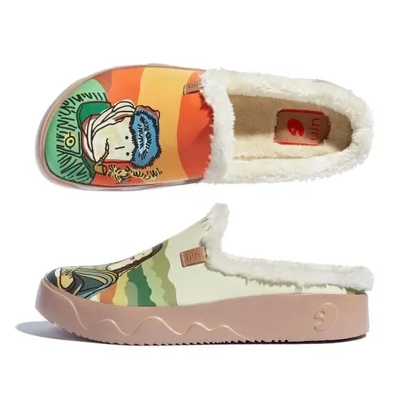 UIN Women's Mules Household Slippers Slip On (Van Gogh and Mona Lisa 2 ) - Picture 8 of 9